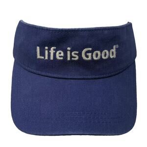 Life is Good Visor Blue Gray Hat One Size Embroidered Adjustable Strapback Cap